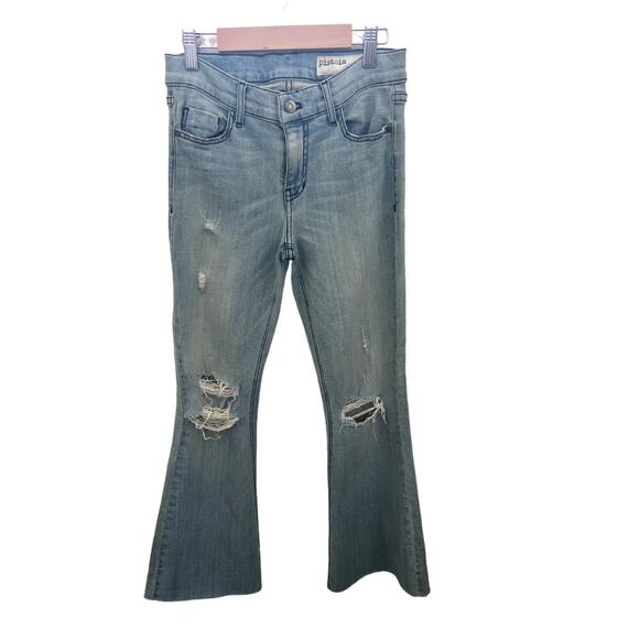 pistola Denim - Pistola Women's Distressed Flare Jeans Size 27 Light Wash Denim